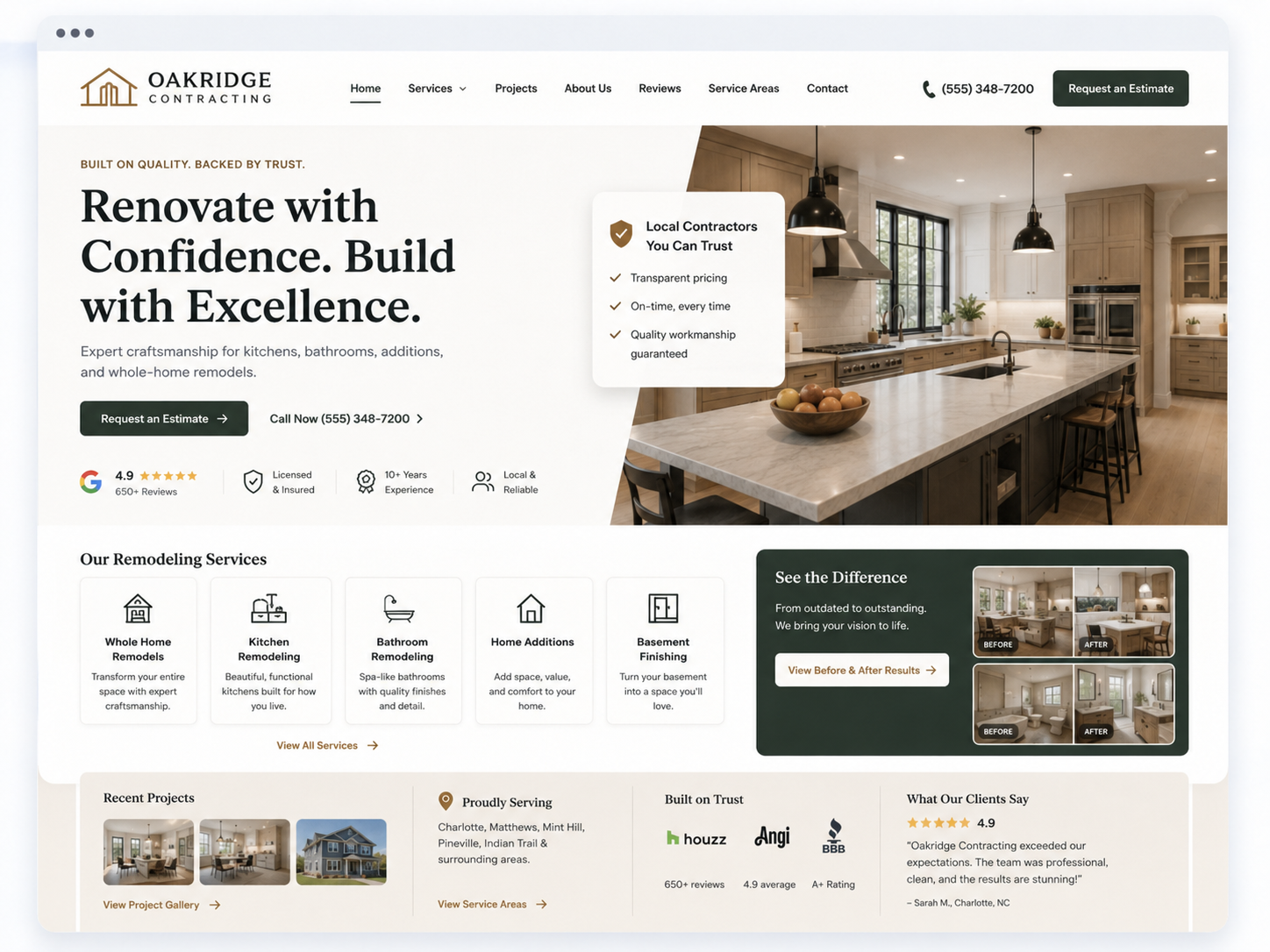 Contractor website example template