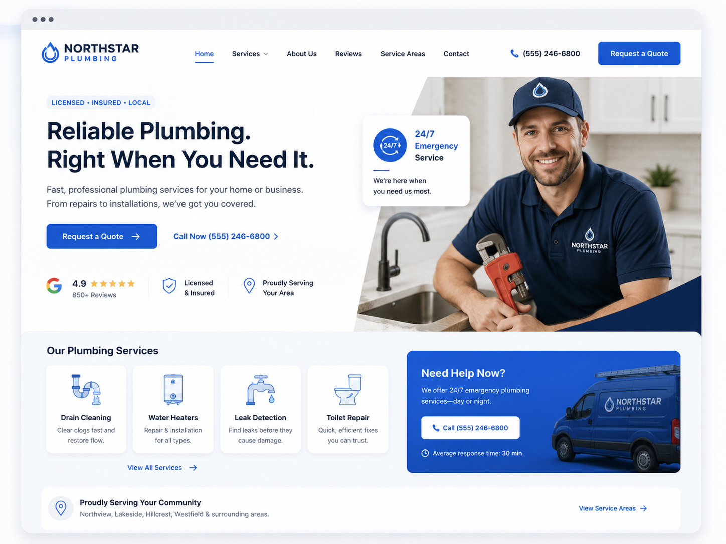 Plumber website example template